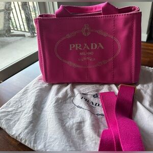 SOLD- Pink Prada Canapa Tote